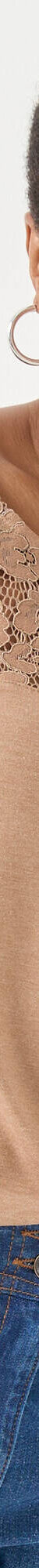 T-shirt col rond manches longues dentelle (noisette chiné) T-shirt col rond manches longues dentelle (noisette chiné)